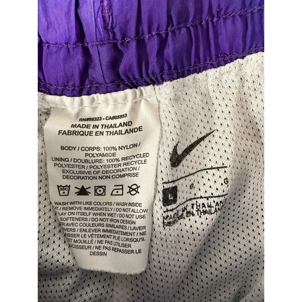 Nike Men's Colorblock Swim Trunks 34 Teal Purple Gray Lined Drawstring Pockets